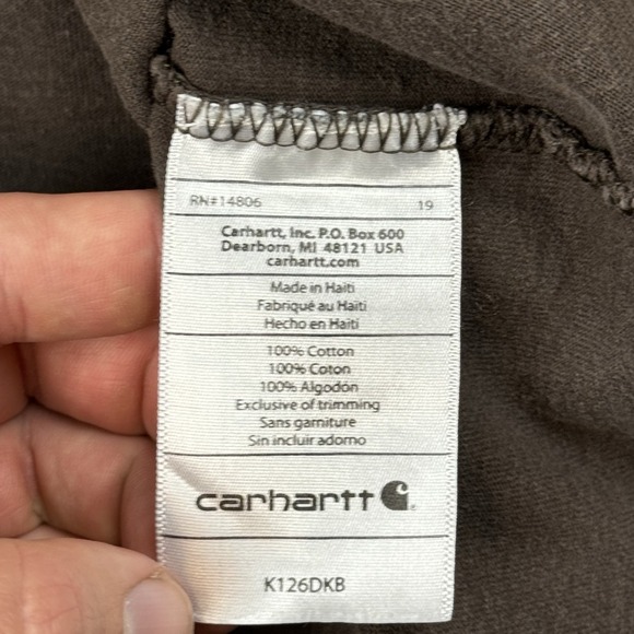 Carhartt Shirt Men Large Brown Faded Workwear Logo Distressed Long Sleeve - Picture 7 of 11